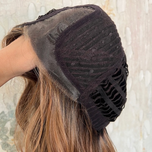 NIB Belle Tress Allegro 18 Lace-Front Mono Wig in Mocha with Cream Brunette - Picture 4 of 8